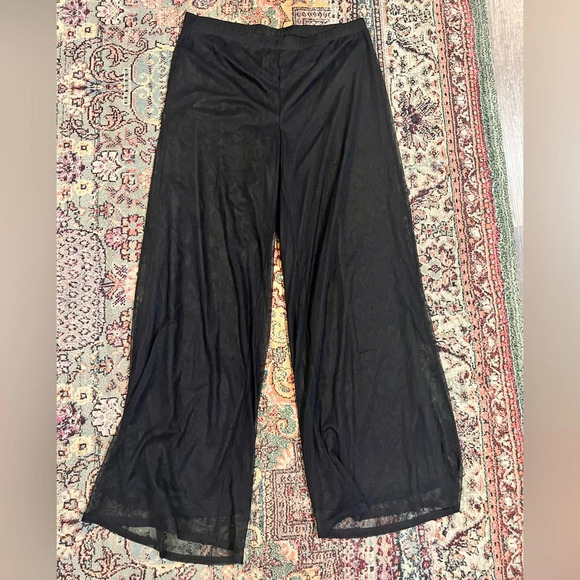 Anthony Original Black Mesh Chiffon Wide Leg Pants - Picture 3 of 6
